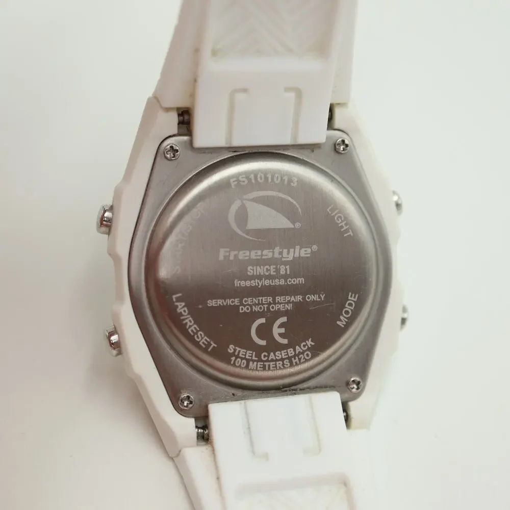 Freestyle Shark White Silicone 38mm Digital Watch Alarm Chrono w New Battery